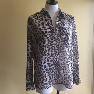 Pleione animal print women’s shear blouse